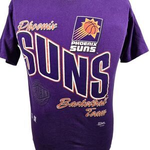 Vintage 90s NBA Phoenix Suns‎ T Shirt Mens M Purple Graphic Print Salem USA